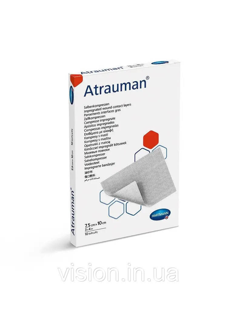 Пов'язка Atrauman 7,5см х 10см 1шт атравматична мазева (Атрауман 7,5см х 10см), фото 1