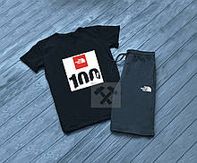 Чоловічий комплект футболка + шорти The North Face чорного і сірого кольору (люкс )