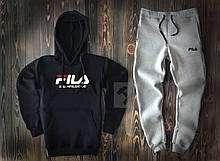 Спортивний костюм FILA сірого і чорного кольору (люкс )