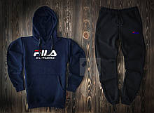 Спортивний костюм FILA чорного і синього кольору (люкс )
