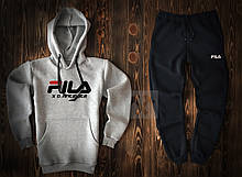 Спортивний костюм FILA сірого і чорного кольору (люкс )