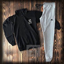 Спортивний костюм Adidas сірого і чорного кольору (люкс )