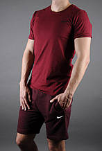 Чоловічий комплект футболка + шорти Nike червоного кольору (люкс )