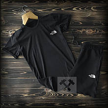 Чоловічий комплект футболка + шорти the north face чорного кольору (люкс )