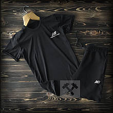 Чоловічий комплект футболка + шорти New Balance чорного кольору (люкс )