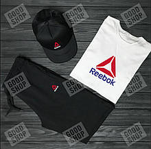 Чоловічий річний комплект Reebok, Рібок, (футболка + шорти + кепка) якість Туреччина, розміру З-2ХЛ
