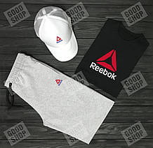 Чоловічий костюм трійка кепка футболка і шорти Рібок (Reebok), літній чоловічий костюм,