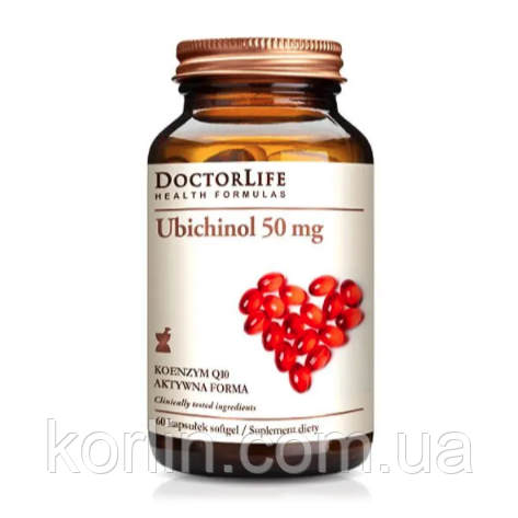 Убіхінол 50 мг Активний Коензим Q10 60 кап Doctor Life Ubichinol 50 mg США Доставка з ЄС