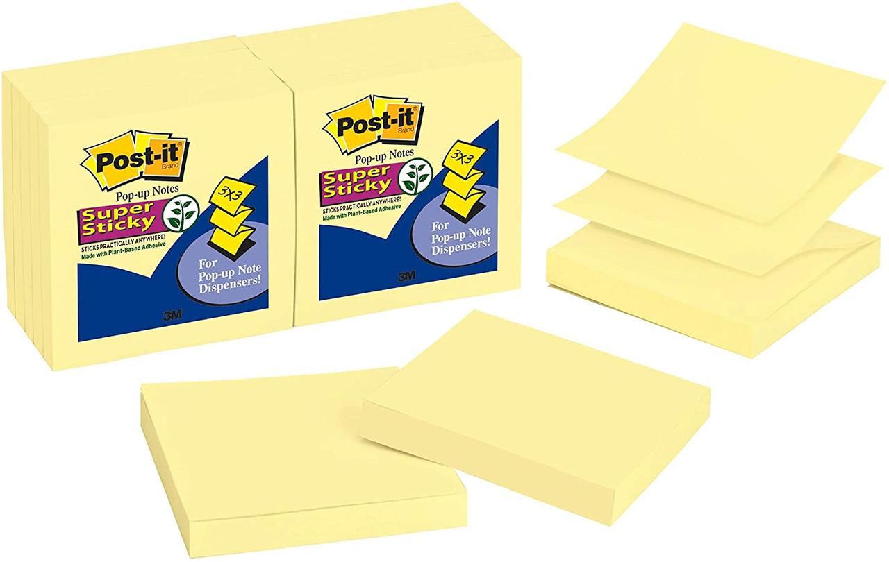 Стікери Z-образні Post-it Super Sticky 3M, 76x76, 12 блоків з 90 листів, фото 1