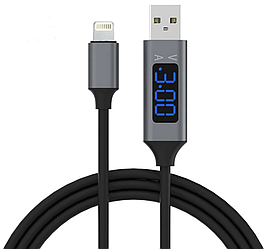 Кабель USB — Lightning 3 А з зображенням напруги та струму. Тестер заряджання з індикацією вольтів-амперметра