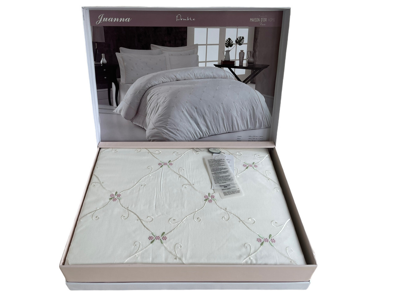 Постільна білизна Maison d'or Juanna Ecru-Rose сатин люкс, фото 1