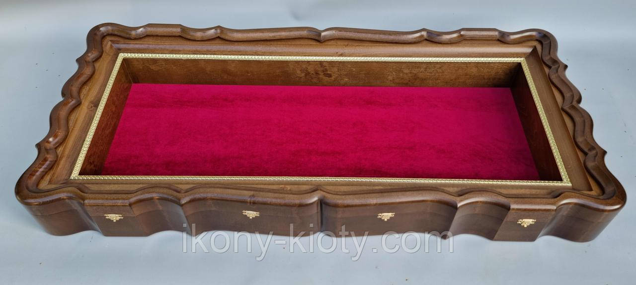Фігурний кіот з внутрішньою дерев'яною рамою і штапиком під золото для плащаниці, фото 1