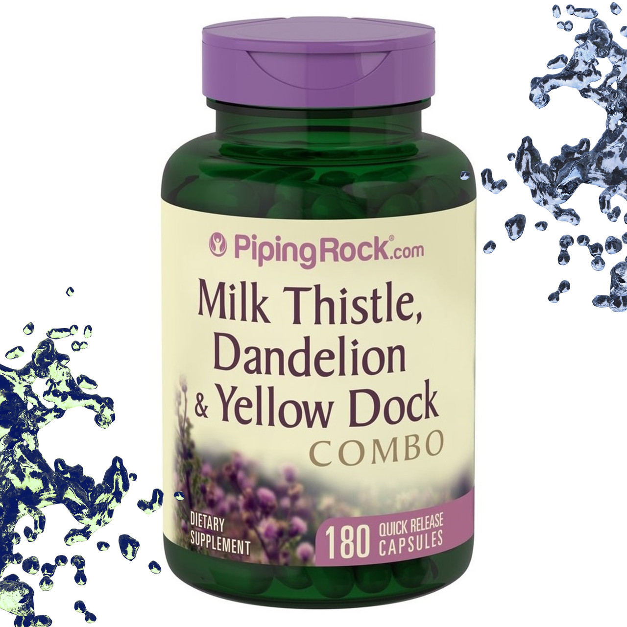 Piping Rock Milk Thistle, Кульбаба & Yellow Dock Combo (Розторопша, Кульбаба і Жовтий Док) 180 капсул, фото 1