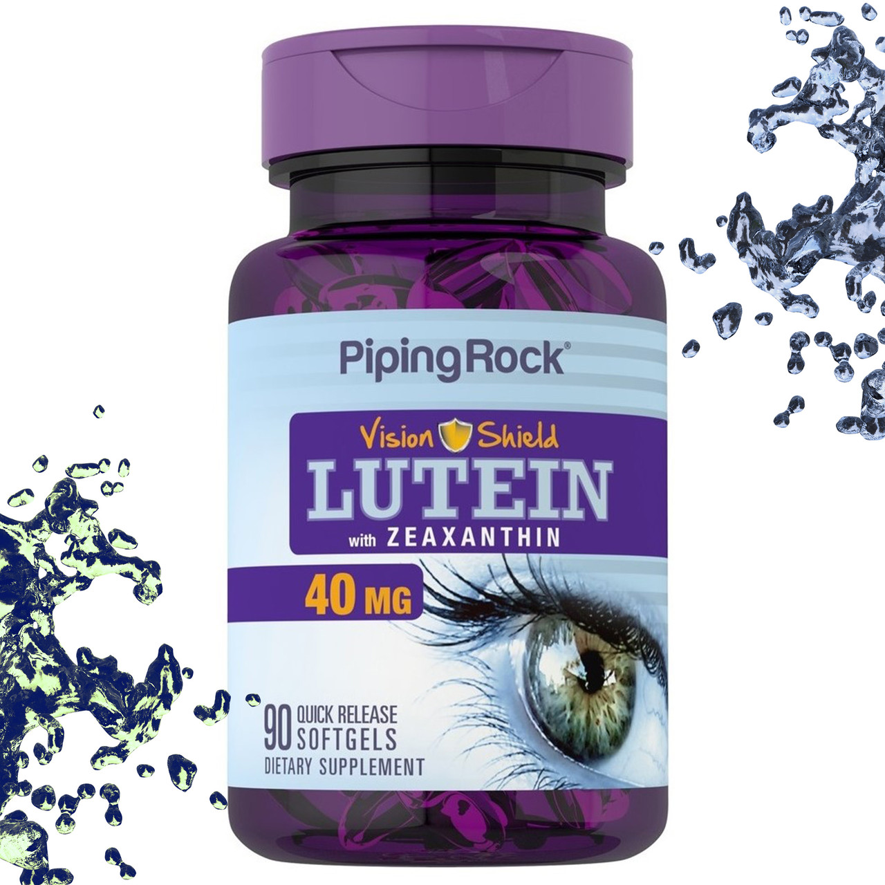 Вітаміни для очей Piping Rock with Lutein Zeaxanthin 40 мг (Лютеїн + Зеаксантин) 90 гелевих капсул, фото 1
