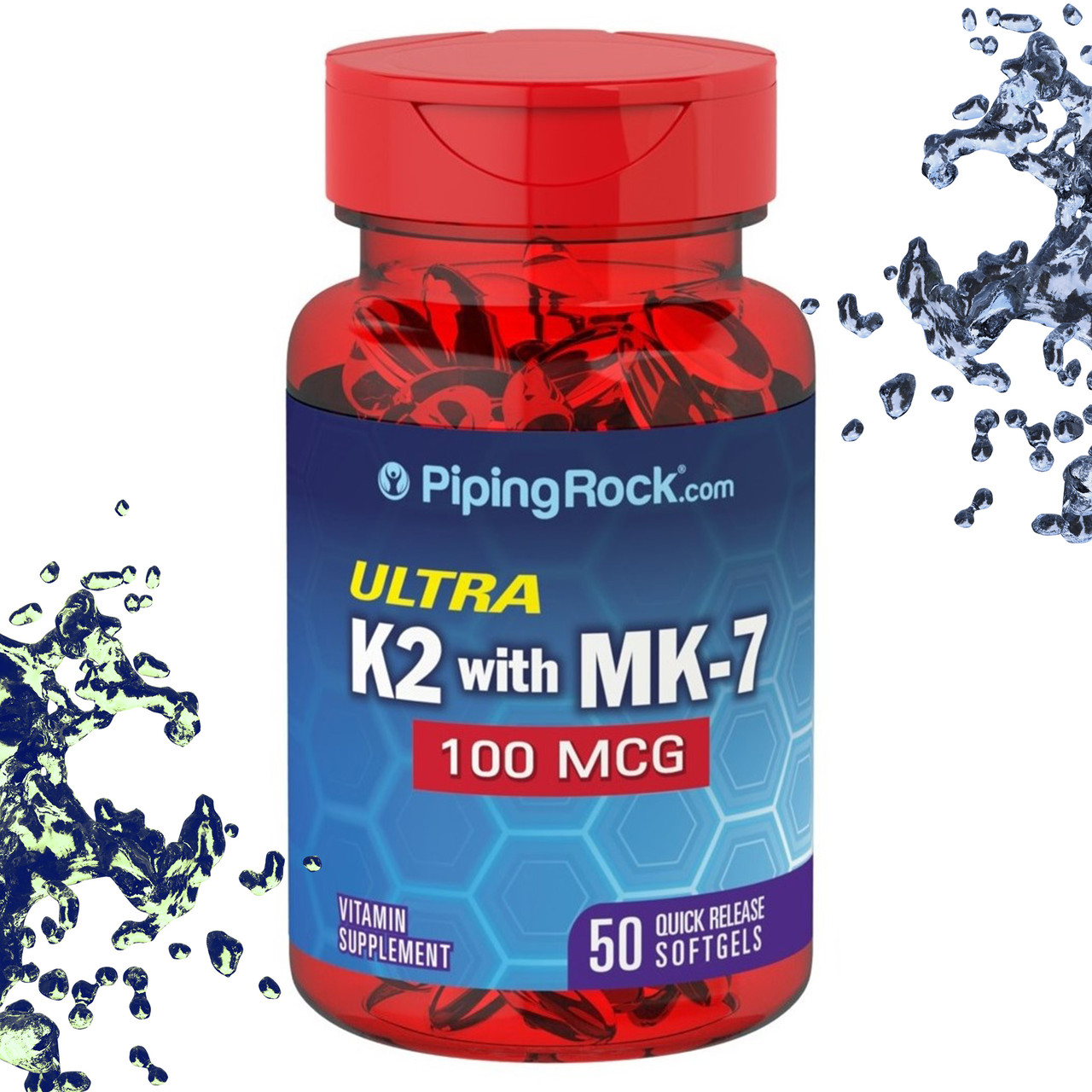 Вітамінний комплекс Piping Rock Ultra K-2 with MK-7 100 мкг 50 гелевих капсул, фото 1