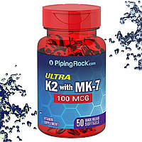 Вітамінний комплекс Piping Rock Ultra K-2 with MK-7 100 мкг 50 гелевих капсул