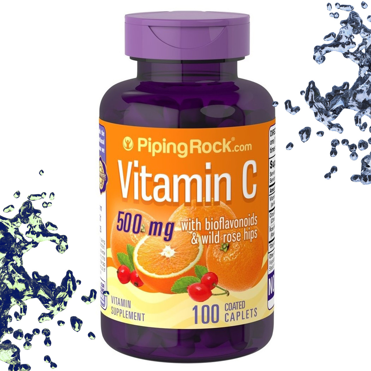 Вітамін С Piping Rock Vitamin C 500 мг з Біофлаваноїдами і шипшиною 100 таблеток, фото 1