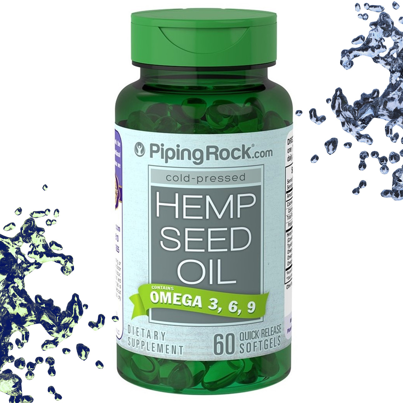 Олія насіння конопель Piping Rock Hemp Seed Oil 700 мг Omega 3, 6, 9 - 60 гелевих капсул