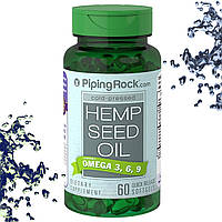 Олія насіння конопель Piping Rock Hemp Seed Oil 700 мг Omega 3, 6, 9 - 60 гелевих капсул