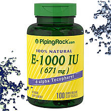 Вітамін Е Piping Rock E 1000 IU (671 мг) 100 гелевих капсул
