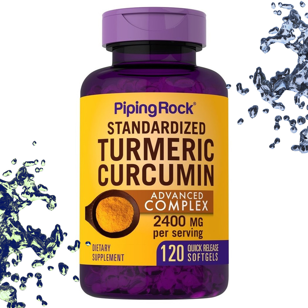 Турмерік Куркумін Piping Rock Turmeric Curcumin Advanced Complex 2400 мг 120 гелевих капсул, фото 1