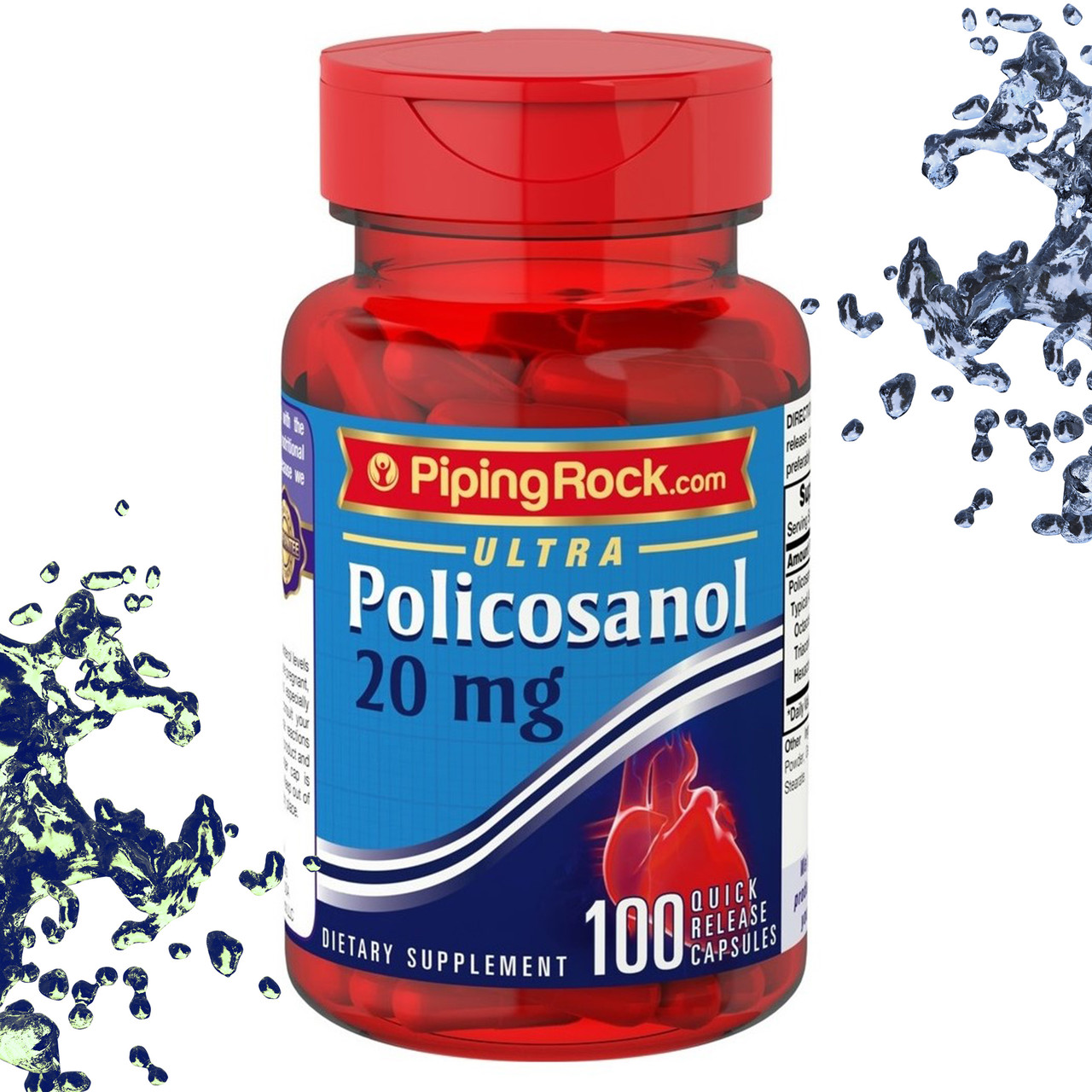 Добавка для серця Piping Rock Policosanol (Полікозанол) 20 мг 100 капсул(терміни до 06.2023)