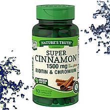 Nature's Truth Super Cinnamon 1500 мг plus Biotin & Chromium (Кориця, Біотин, Хром) 60 капсул