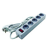 Мережевий фільтр із заземленням 5 гнізд, 2 м, сірий, фото 2