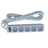 Мережевий фільтр із заземленням 5 гнізд, 5 м, сірий, фото 2