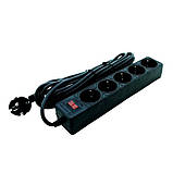 Мережевий фільтр із заземленням 5 гнізд, 5 м, чорний, фото 2