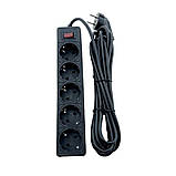 Мережевий фільтр із заземленням 5 гнізд, 5 м, чорний, фото 3