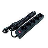 Мережевий фільтр із заземленням 5 гнізд, 5 м, чорний, фото 4