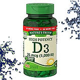 Вітамін Д3 Nature's Truth D3 25 мкг (1000 IU) 250 гелевих капсул, фото 5