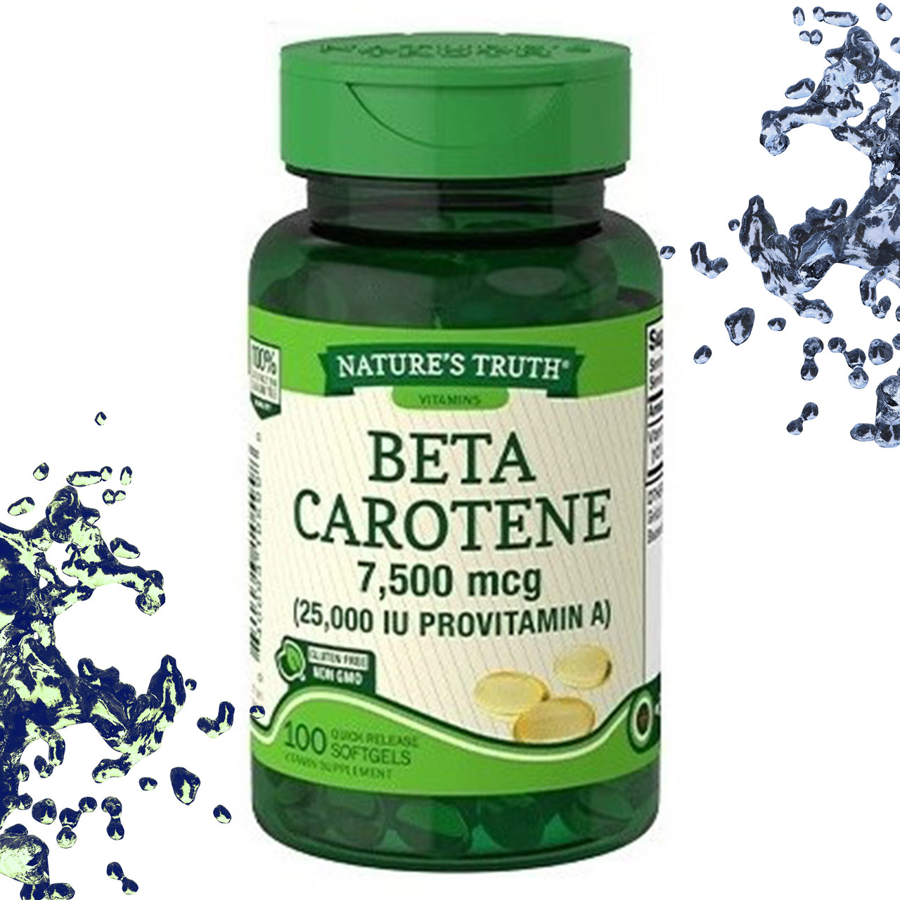 Вітамін А Nature's Truth Beta Carotene 7500 мкг (25 000 IU) Бета каротин 100 гелевих капсул