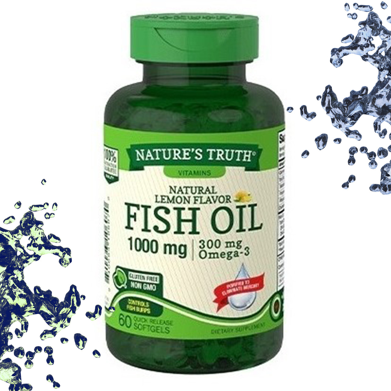 Риб'ячий жир Nature's Truth Fish Oil 1000 мг (300 мг Omega-3) Лимонний смак 60 гелевих капсул