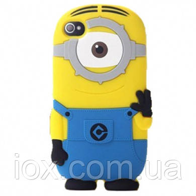 Силіконовий чохол Міньйон з 1 оком на Iphone 4/4S блакитний