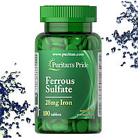 Сульфат заліза Puritan's Pride Ferrous Sulfate 28 мг Iron 100 таблеток