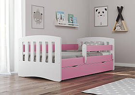 Дитяче ліжко односпальне 160 х 80 Kocot Kids Classic 1 рожеве з шухлядою Польща
