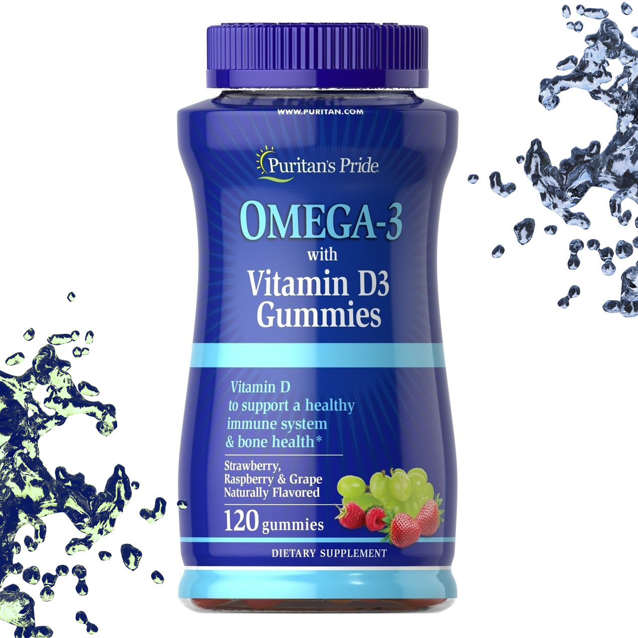 Риб'ячий жир + Вітамін Д3 Puritan's Pride Omega-3 with Vitamin D3 Gummies 120 жувальних таблеток