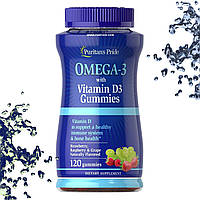 Риб'ячий жир + Вітамін Д3 Puritan's Pride Omega-3 with Vitamin D3 Gummies 120 жувальних таблеток