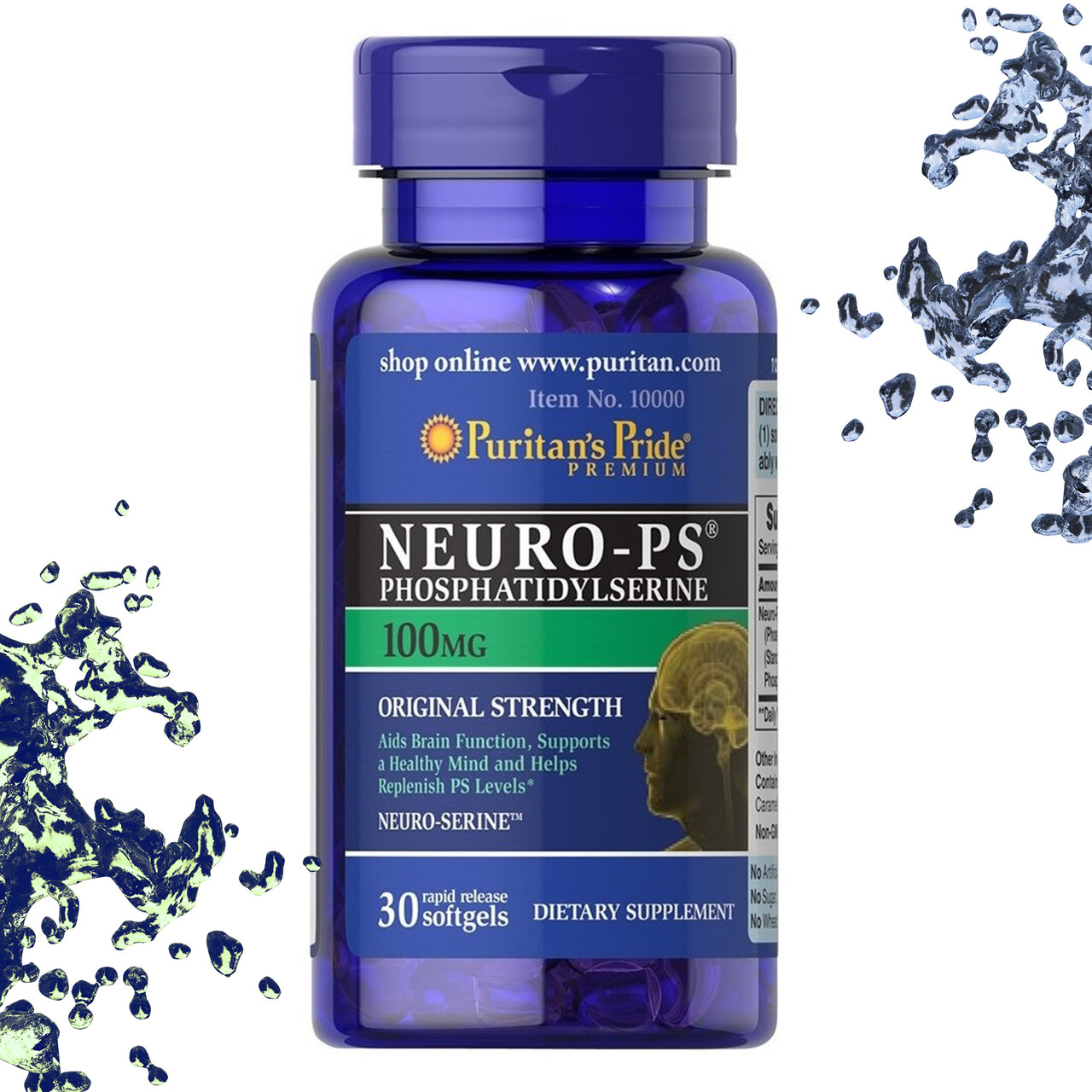 Добавка для мозку Puritan's Pride Neuro-PS 100 мг 30 гелевих капсул, фото 1