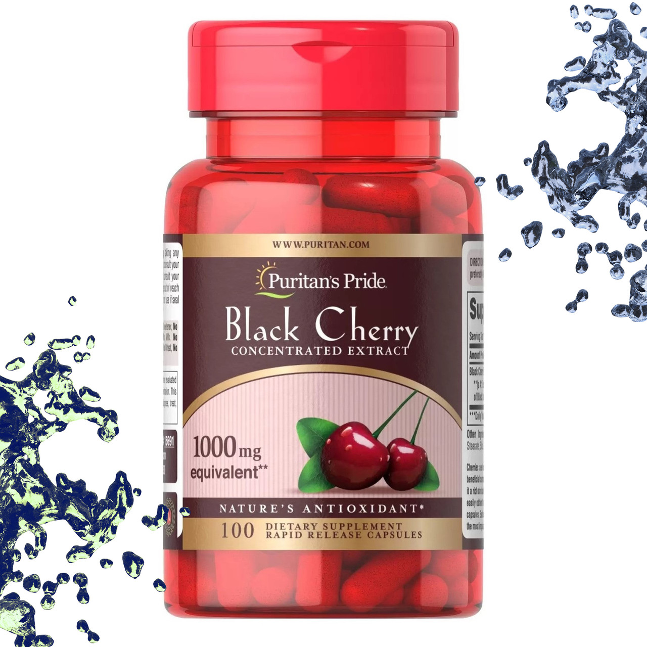Чорна вишня Puritan's Pride Black Cherry 1000 мг 100 капсул