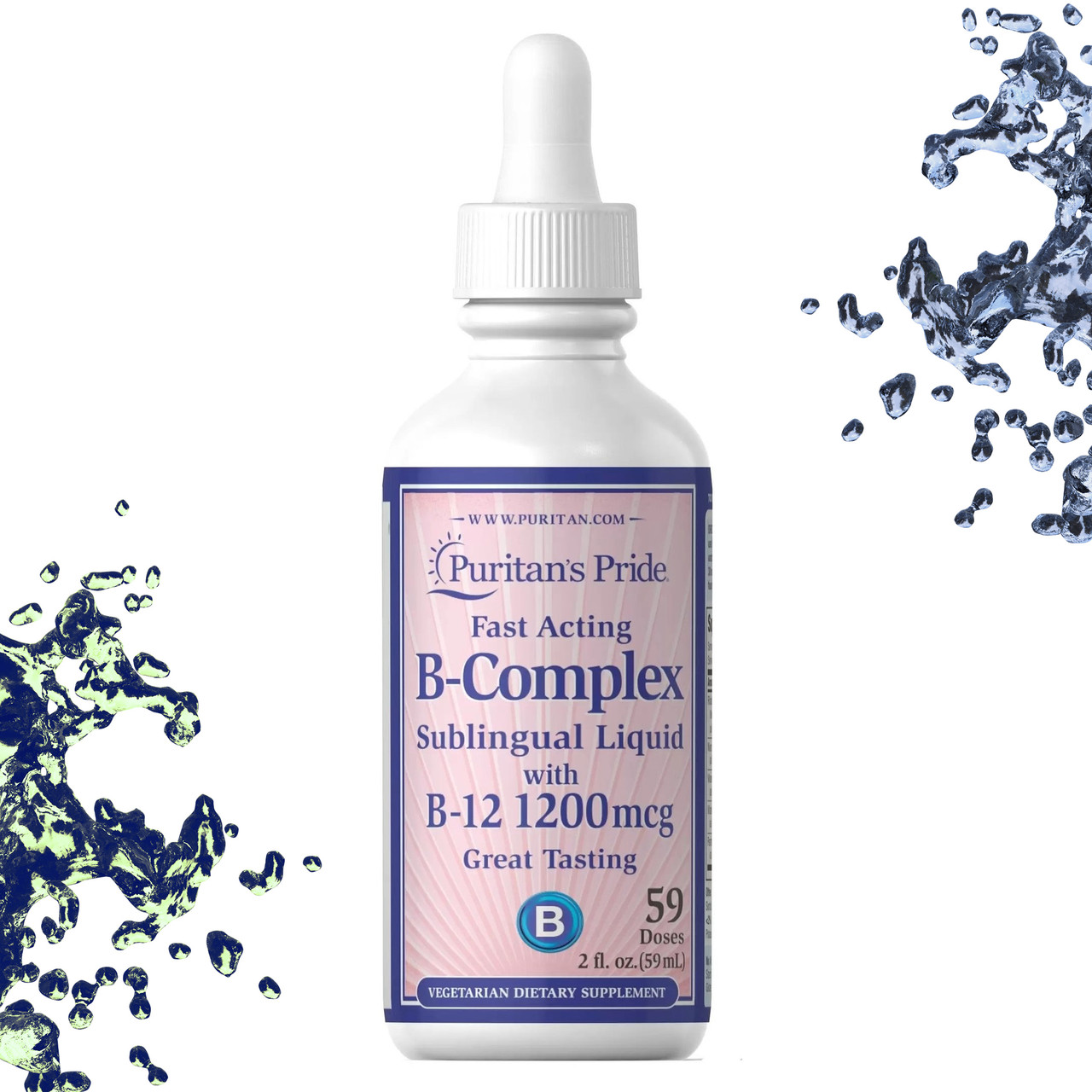 Рідкі вітаміни Puritan's Pride B-Complex Sublingual Liqiud with B-12 1200 мкг (Б-Комплекс і-12) 59 мл