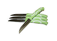 Ножи для картофеля с пластмассовой ручкой набор 12шт/15.5см/6.5см:Зелёный