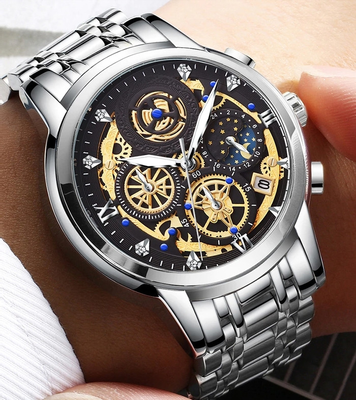 Чоловічі наручні годинники кварцові WishDoIt Baks