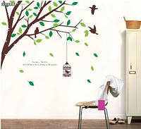 Наклейка на стену для декора Дерево с птицами
