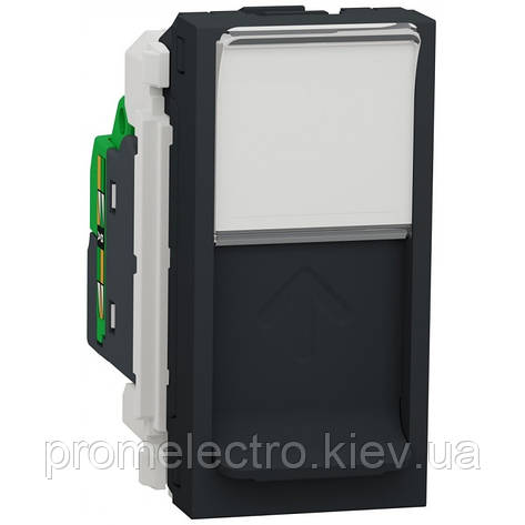 Розетка Schneider Unica New комп'ютерна 1-мод RJ45 кат.5e UTP антрацит (NU341054), фото 1