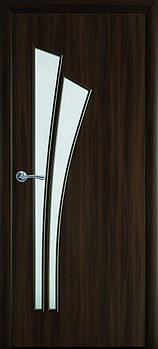 Дверне полотно Екошпон "Лілія" 80 горіх 3D +скло (76482)
