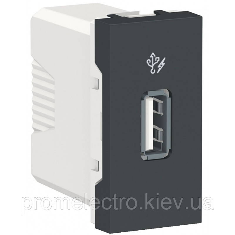 Розетка Schneider Unica New 1-мод 1xUSB 2.0 антрацит (NU342854)