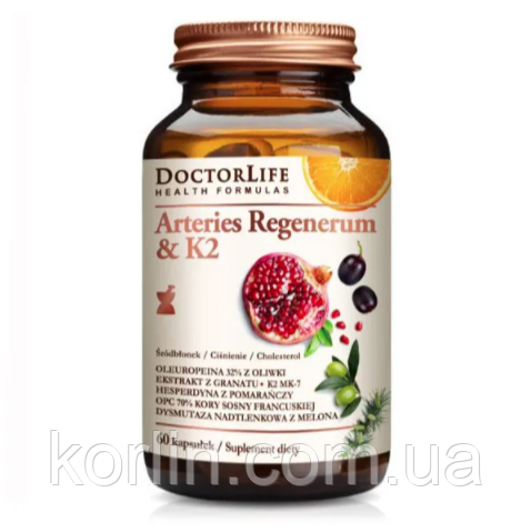 Doctor Life Arteries Regenerum з K2 Для Здоров'я Артерій і кровоносної системи 60 кап США Доставка з ЄС